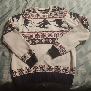 VINTAGE IZOD SKI SWEATER, BLUE, RED, WHITE Men's Size Small